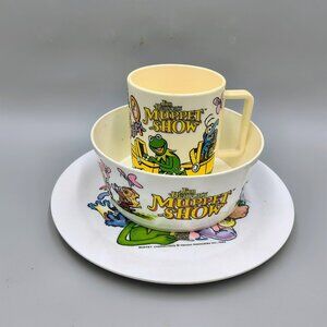 Vintage Deka Muppets Plate Bowl Cup Childs Dinnerware Set Kermit Camilla Rizzo